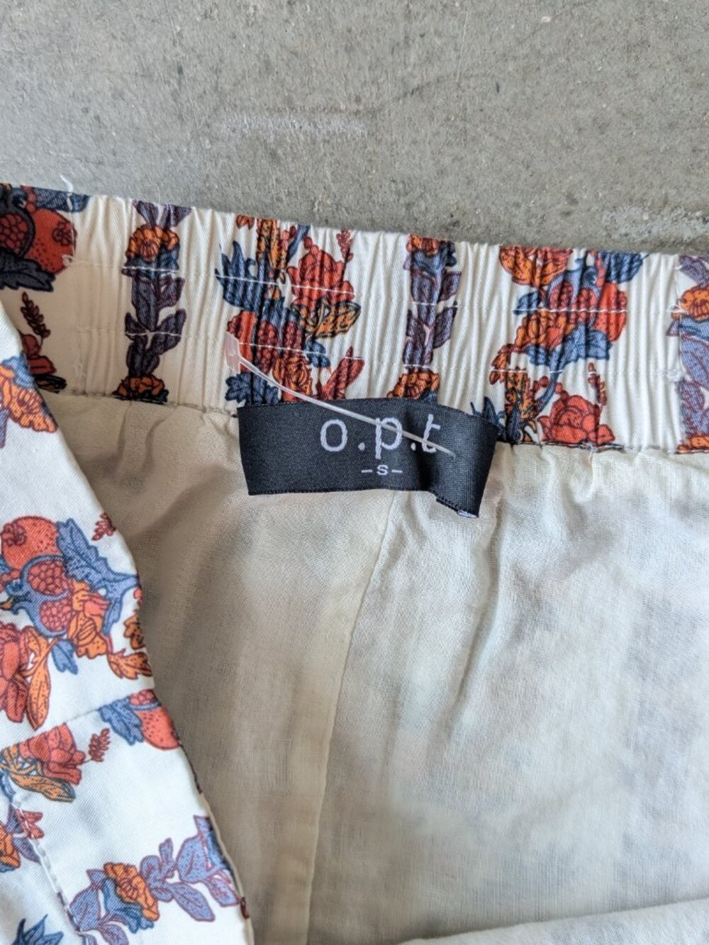 O.P.T. White Autumn Floral Striped Cotton Ruffle Midi Skirt small - Picture 7 of 9